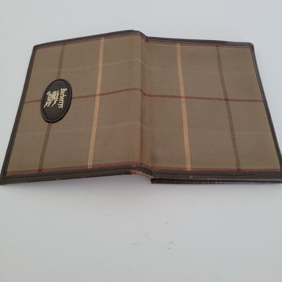 Burberry Wallet Brown Bifold ID Card Holder Leather Small Plaid Unisex Compact - Picture 6 of 7